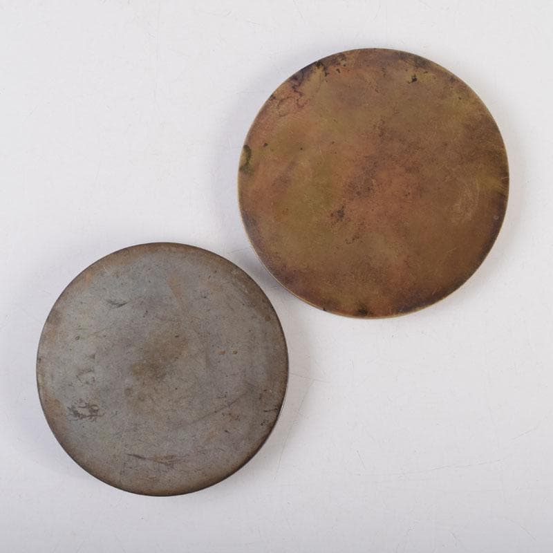 中国　古銅　銅鏡　古鏡　紙鎮　文鎮　2点　C　9214