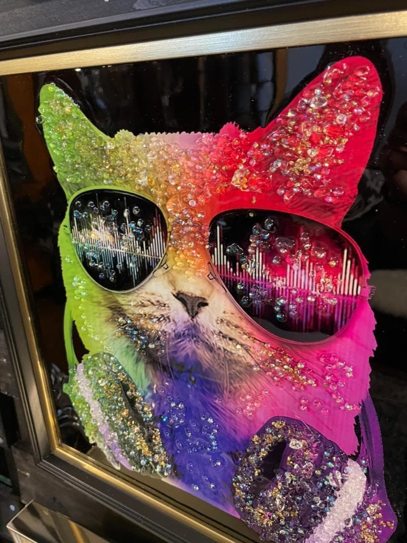 アートフレーム ファンキーキャット/猫 カッツェ 絵画 クリスタルピクチャー