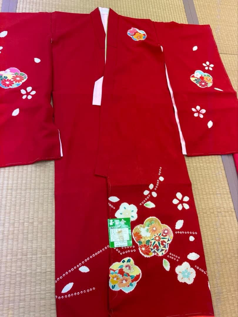 七五三　レディース　着物　赤　新品　未使用　長襦袢　7歳　女の子
