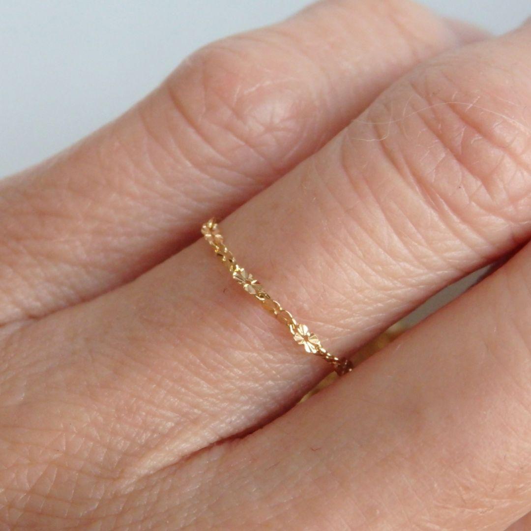 kaori0916　k18リング　クローバーチェーン　チェーンリング