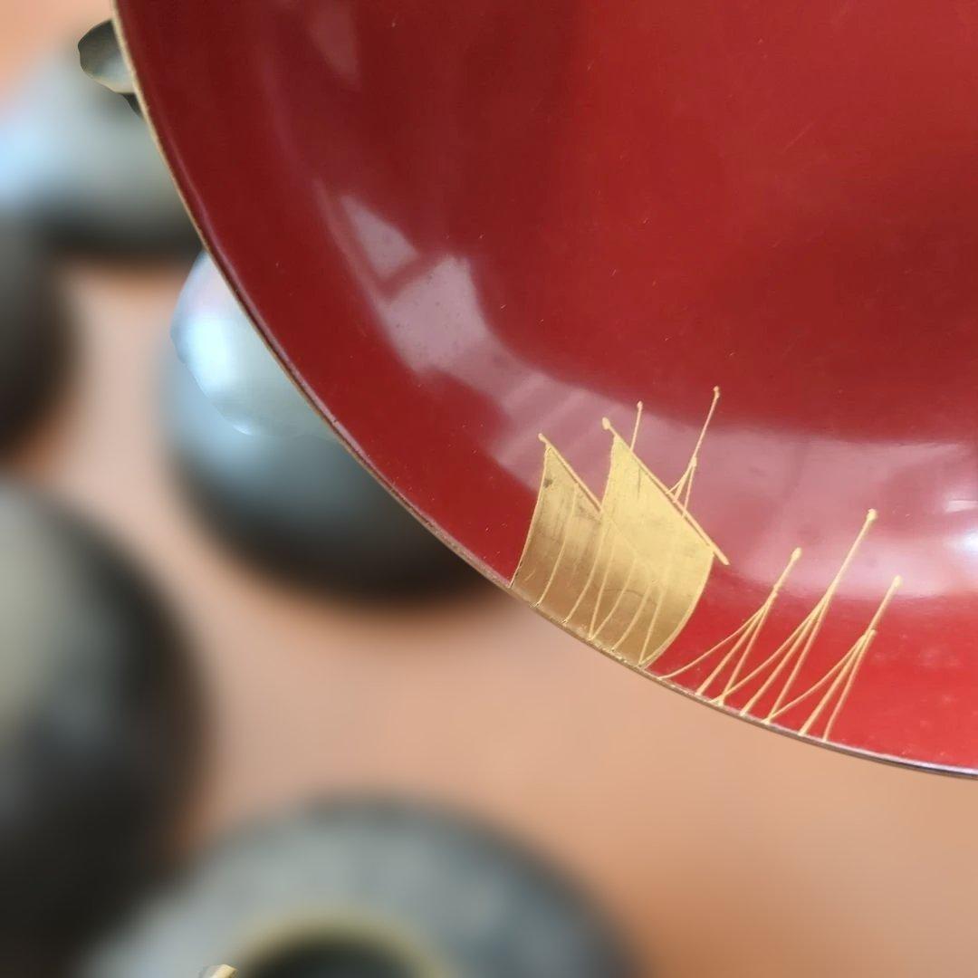 今ちゃん　骨董　お椀　会津塗　鉄錆塗り螺鈿　10つ