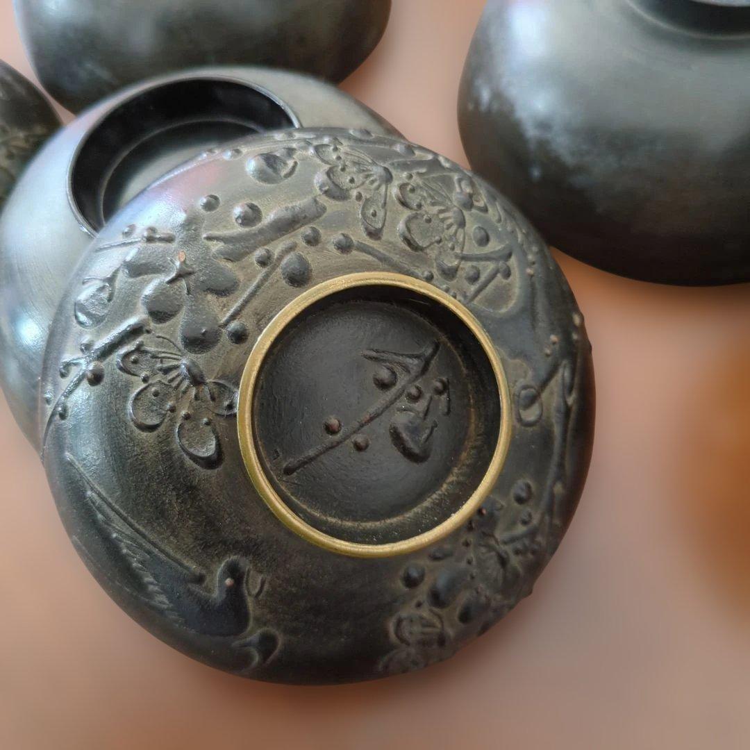 今ちゃん　骨董　お椀　会津塗　鉄錆塗り螺鈿　10つ