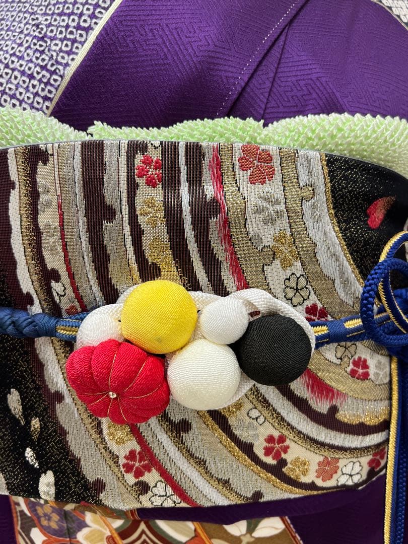 振り袖　フルセット　長襦袢　成人式　金彩加工　絞り　熨斗目　長尺袋帯　734