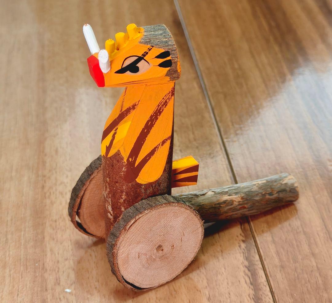 杵島山一刀彫　大八車　猪