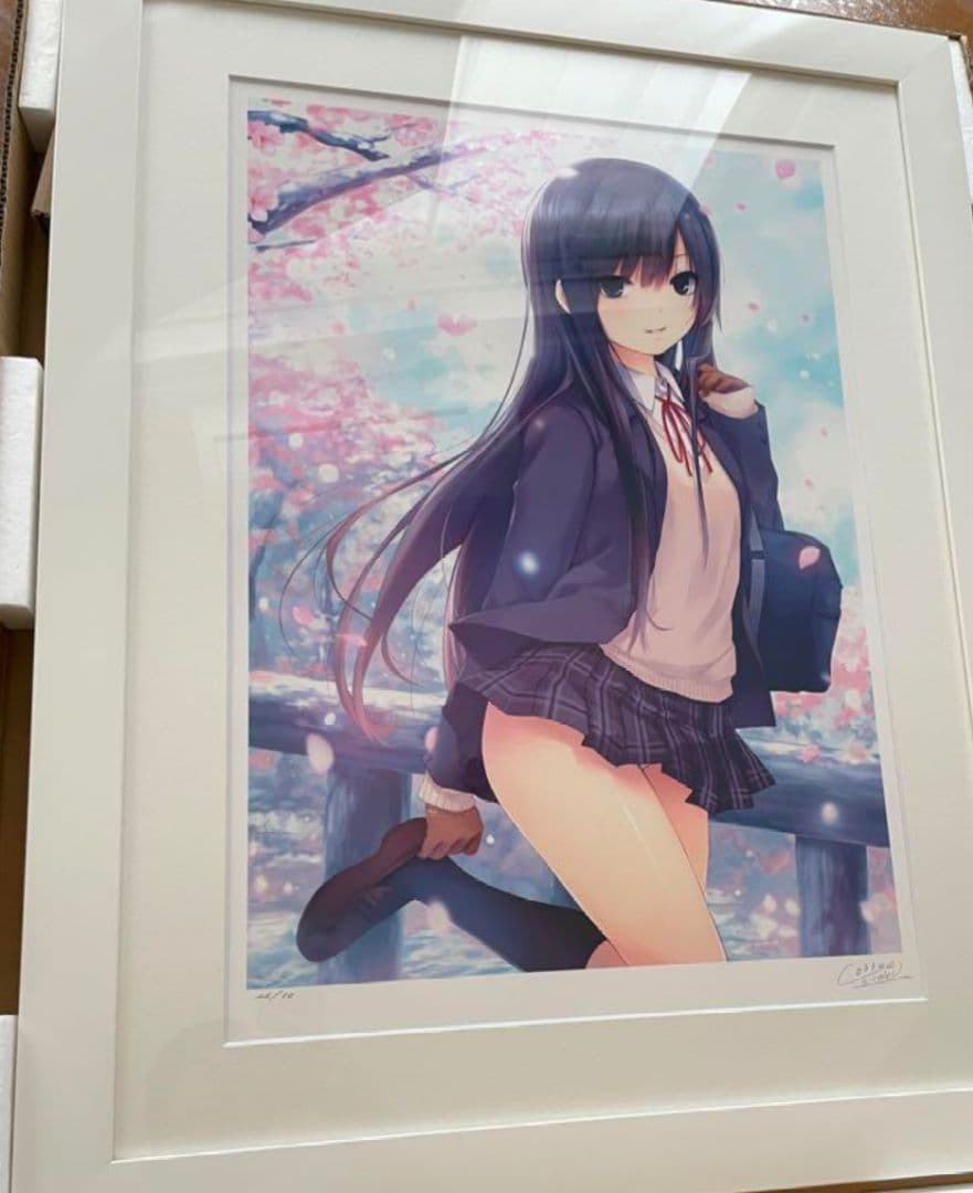 珈琲貴族　桜道　版画　ミクスドメディア　アールビバン