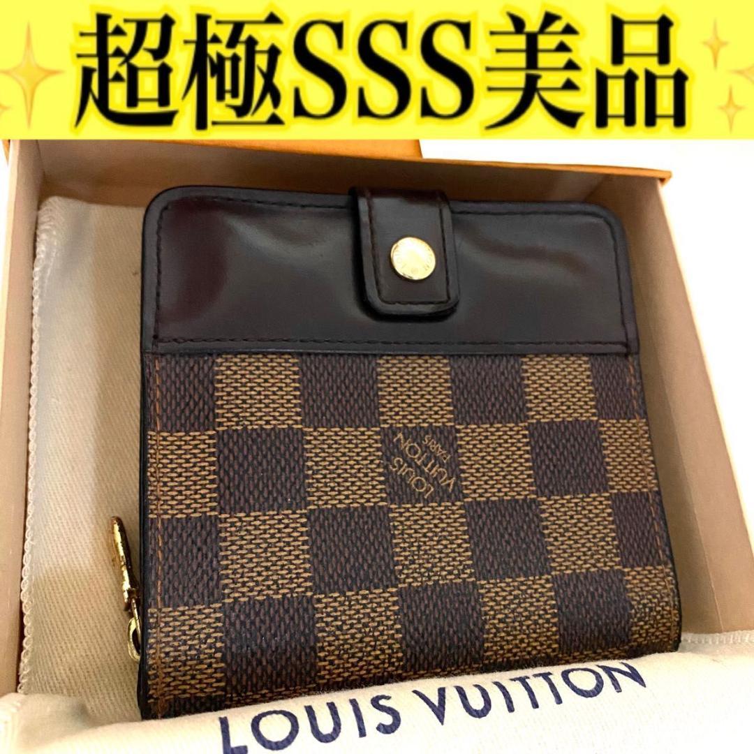 ルイ ヴィトン◎ダミエ コンパクトジップ エベヌ 二つ折り ラウンドファスナー