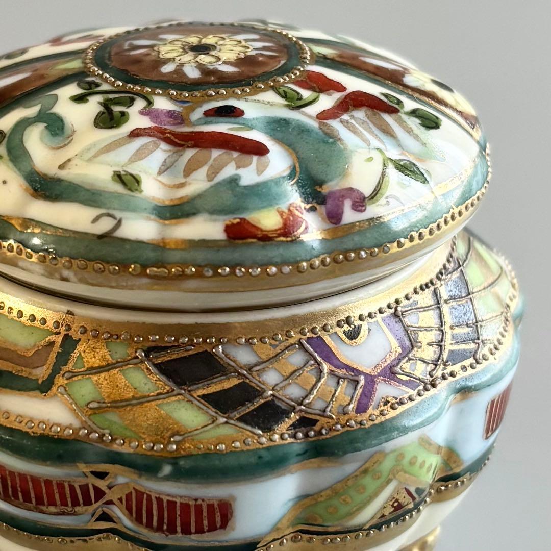 アンティーク　オールドノリタケ　マルキ印　金彩三つ脚蓋物　ボンボニエール⚫︎稀少品