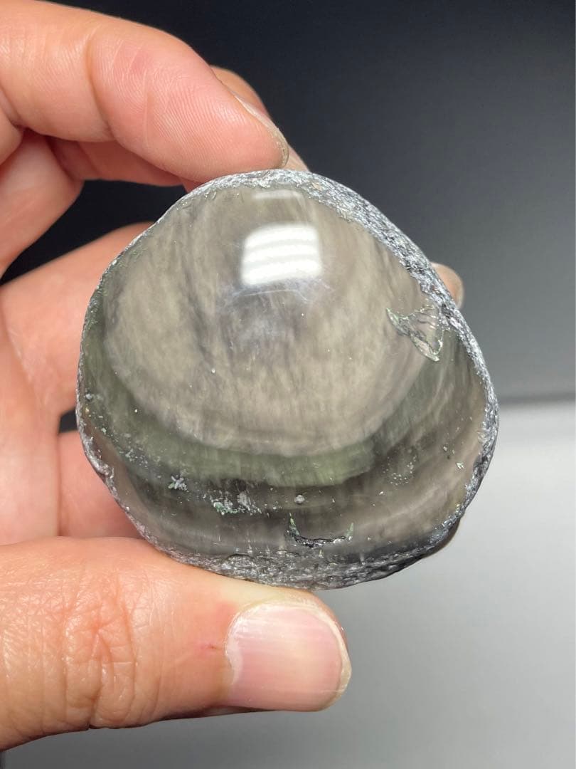 研磨品　十勝石玲瓏　淡ピンクベース　レインボーオブシディアン