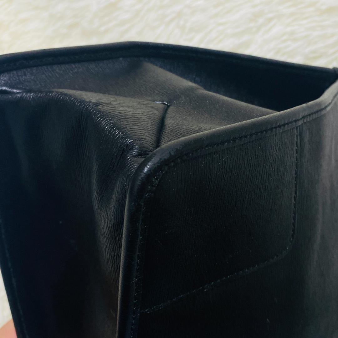 GUCCI グッチ ビジネスバッグ A4収納可 ゴールド金具 黒 レザー 自立