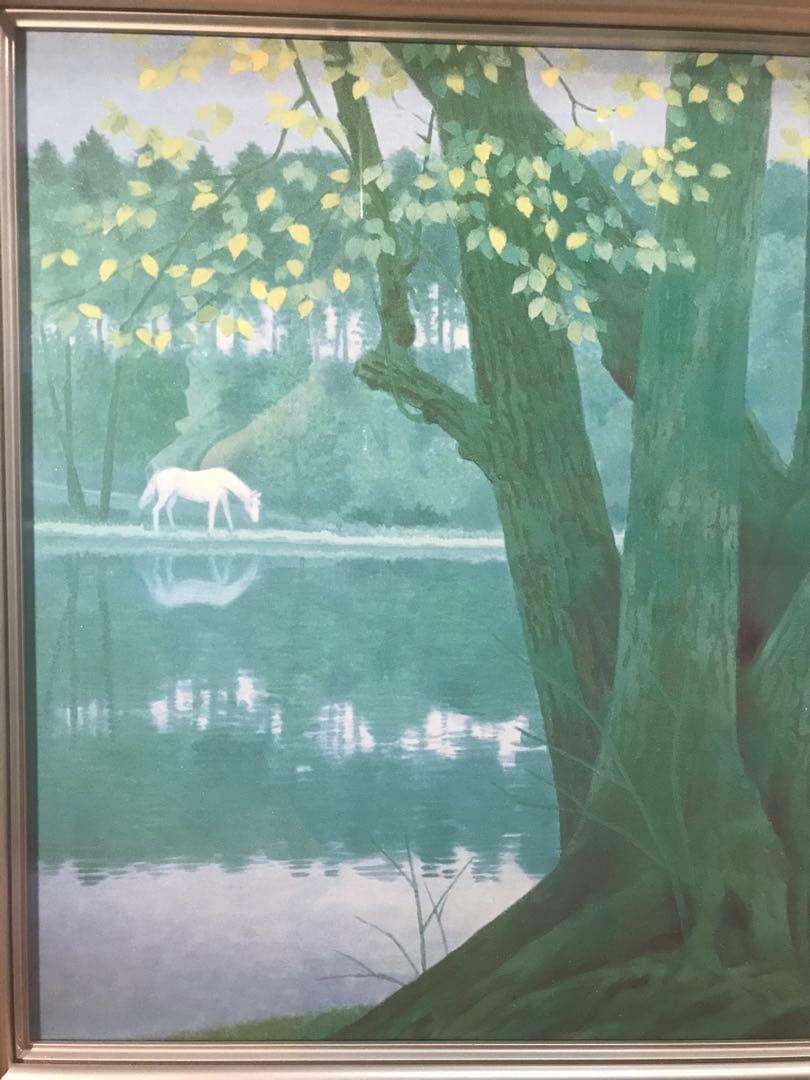 東山魁夷　「若葉の季節」　岩絵具方式複製画　作品証明シール有り