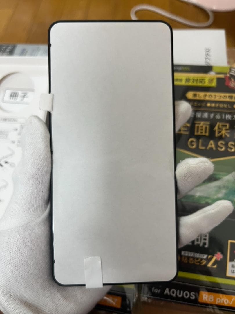 新品 AQUOS R7 ブラック 本体 保護ガラス ケース アダプター セット