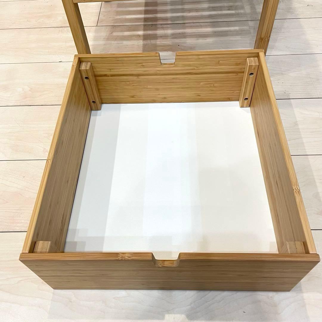 【美品】IKEA NORDKISA 竹製サイドテーブル 引き出し付き　北欧家具