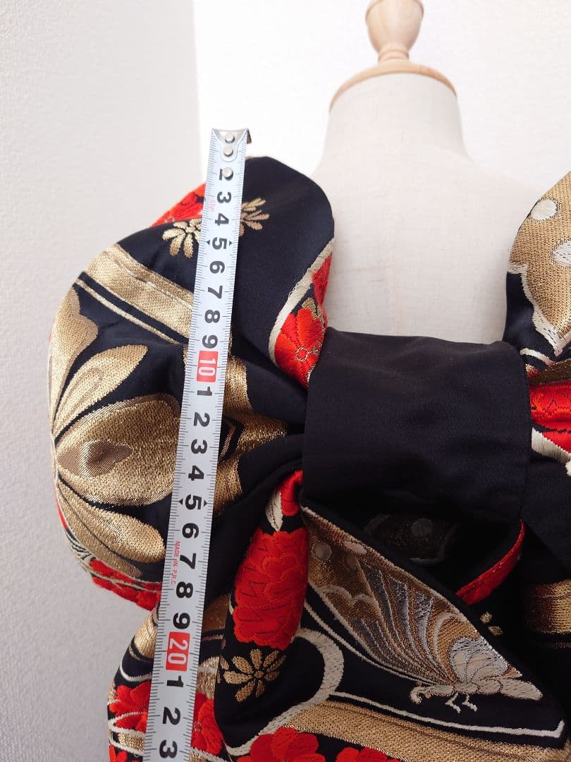 七五三　ジュニア帯　大人用正絹袋帯からの作り帯　1点物　だらり帯　蝶柄　黒