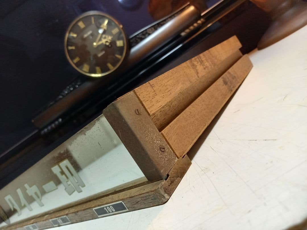 タイヤー印　ミラー　看板　付き　小物入れ　ディスプレイ　ケース　ウッド　トレー