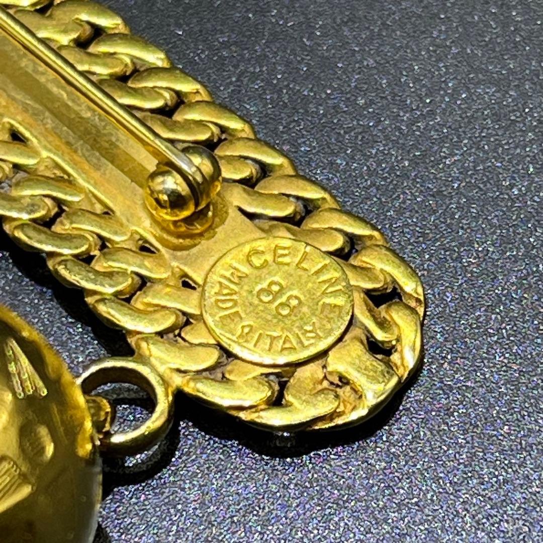 【美品】セリーヌ　ブローチ　スターボール　凱旋門　ゴールド