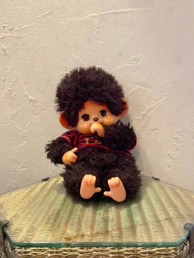 モンチッチ 約35cm スリープアイ 4本指 TARO服 ボーダー ビンテージ