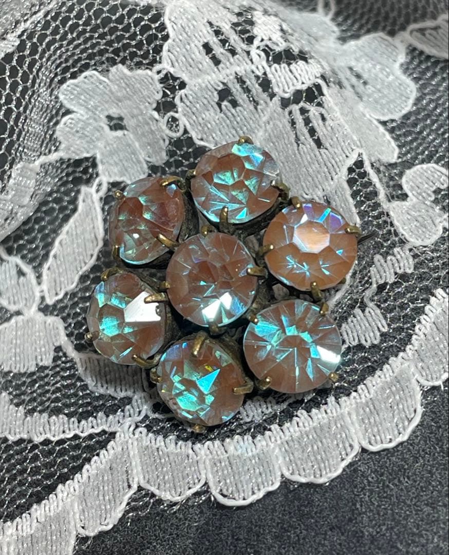 アンティーク　サフィレット　クラスターブローチ