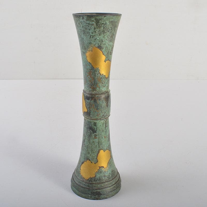 平安　秦蔵六造　 塗金銅　立鼓式花瓶　M　R7423