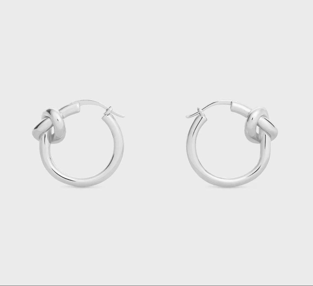 CELINE ノット スモールフープピアス　シルバー