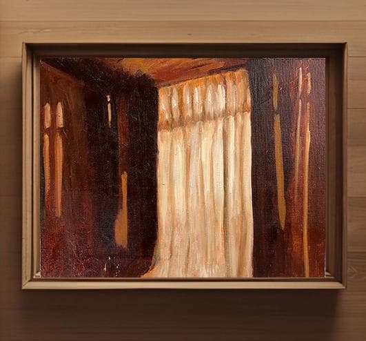 32×41㎝「夕方の部屋の中 D」油彩・原画・F6