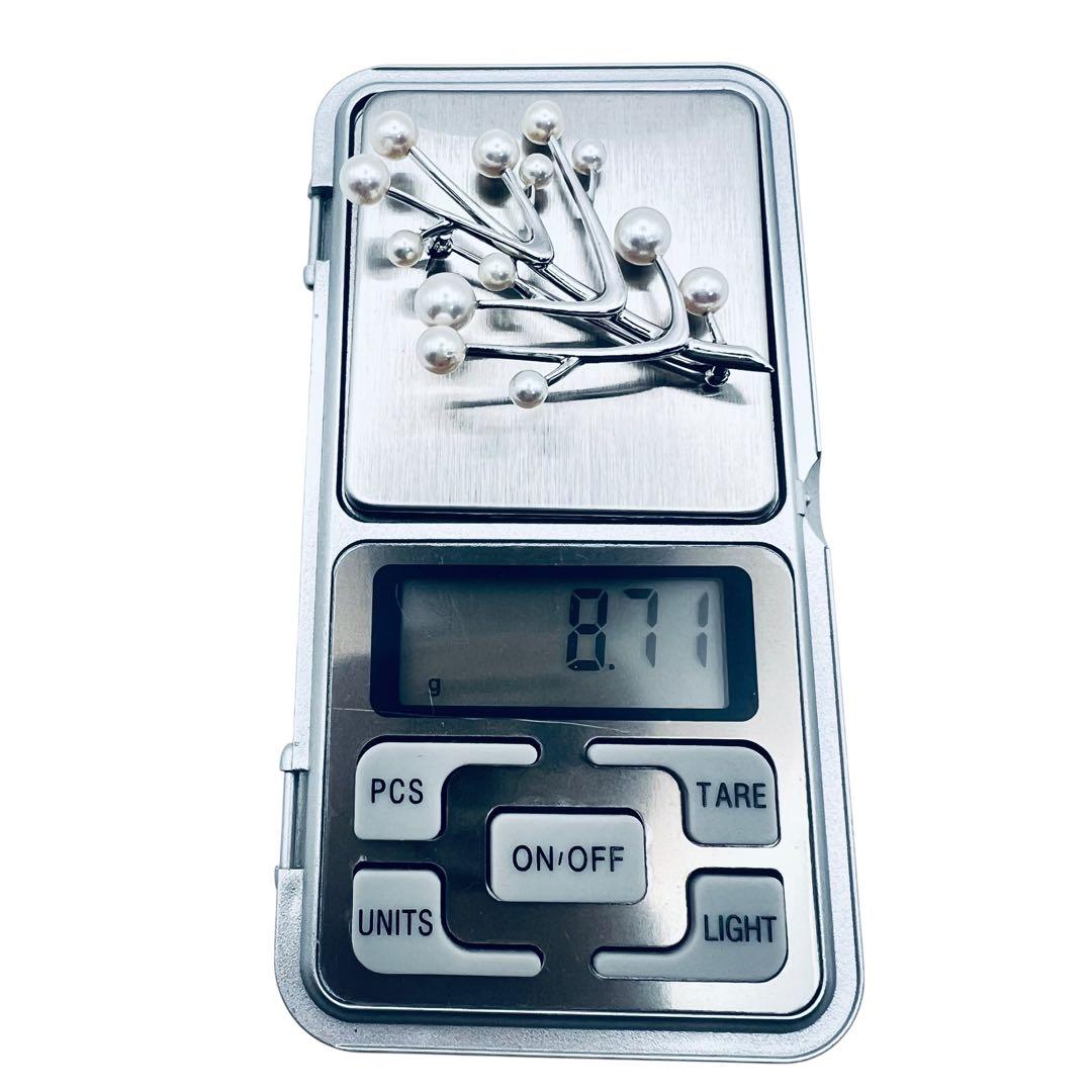 【ミキモトにてクリーニング済】アコヤ　パール　真珠　シルバー　ピンブローチ