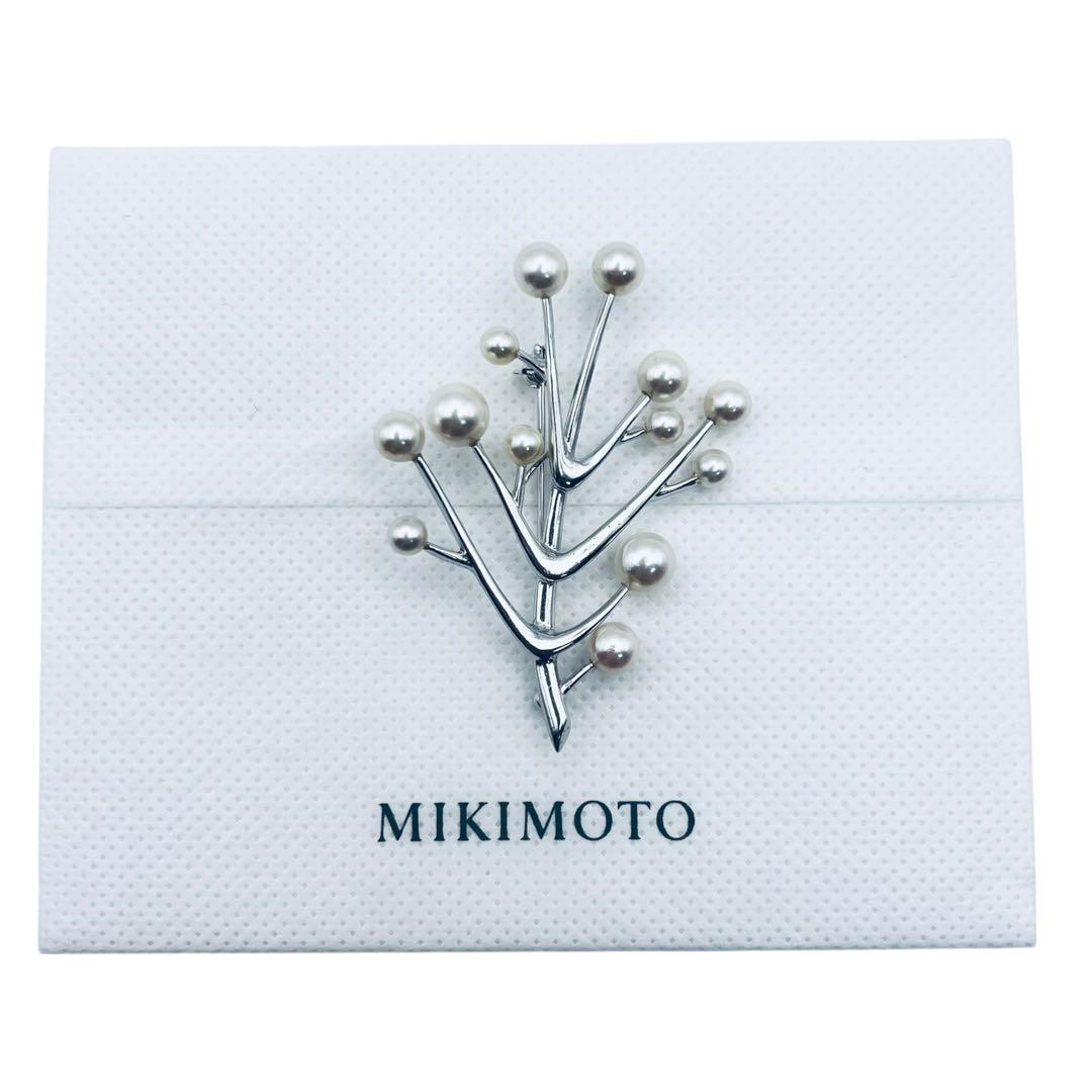 【ミキモトにてクリーニング済】アコヤ　パール　真珠　シルバー　ピンブローチ