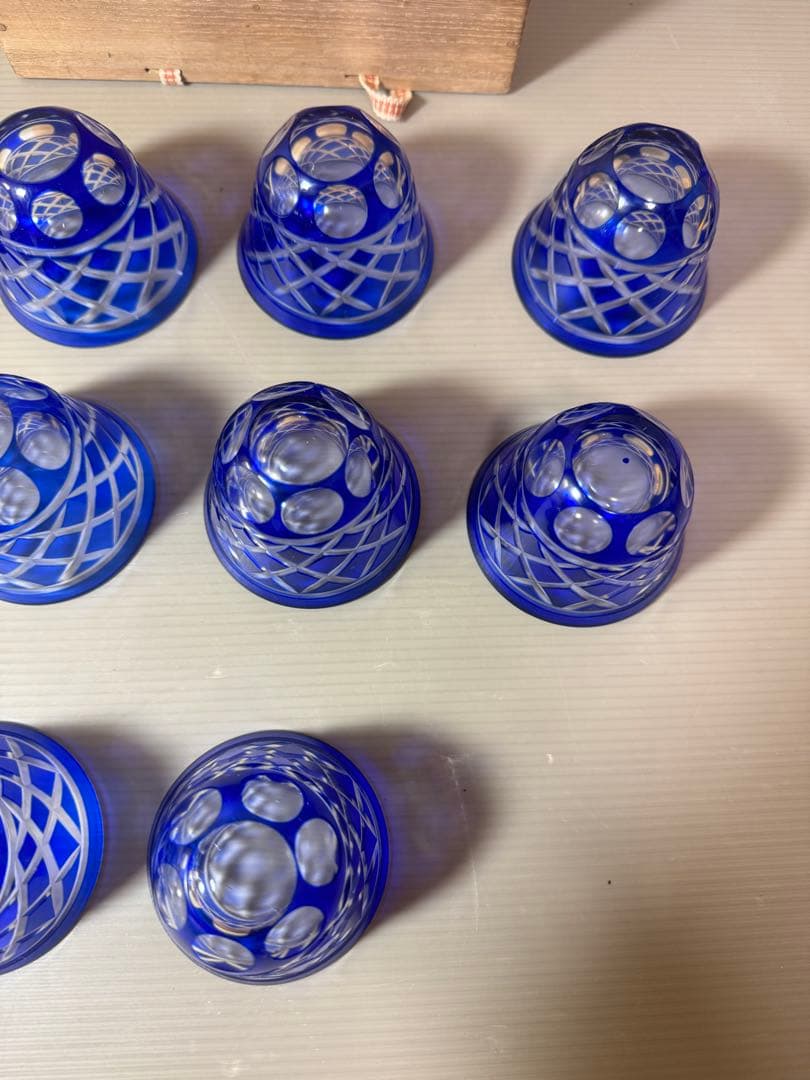 2879 色被切子冷茶グラス　10客　未使用