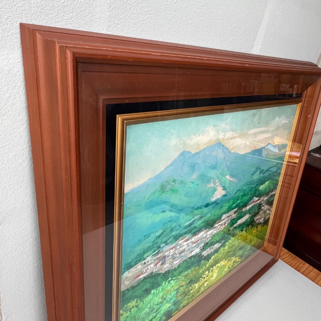 額縁付き　広瀬和之　F12　油彩画　雲仙