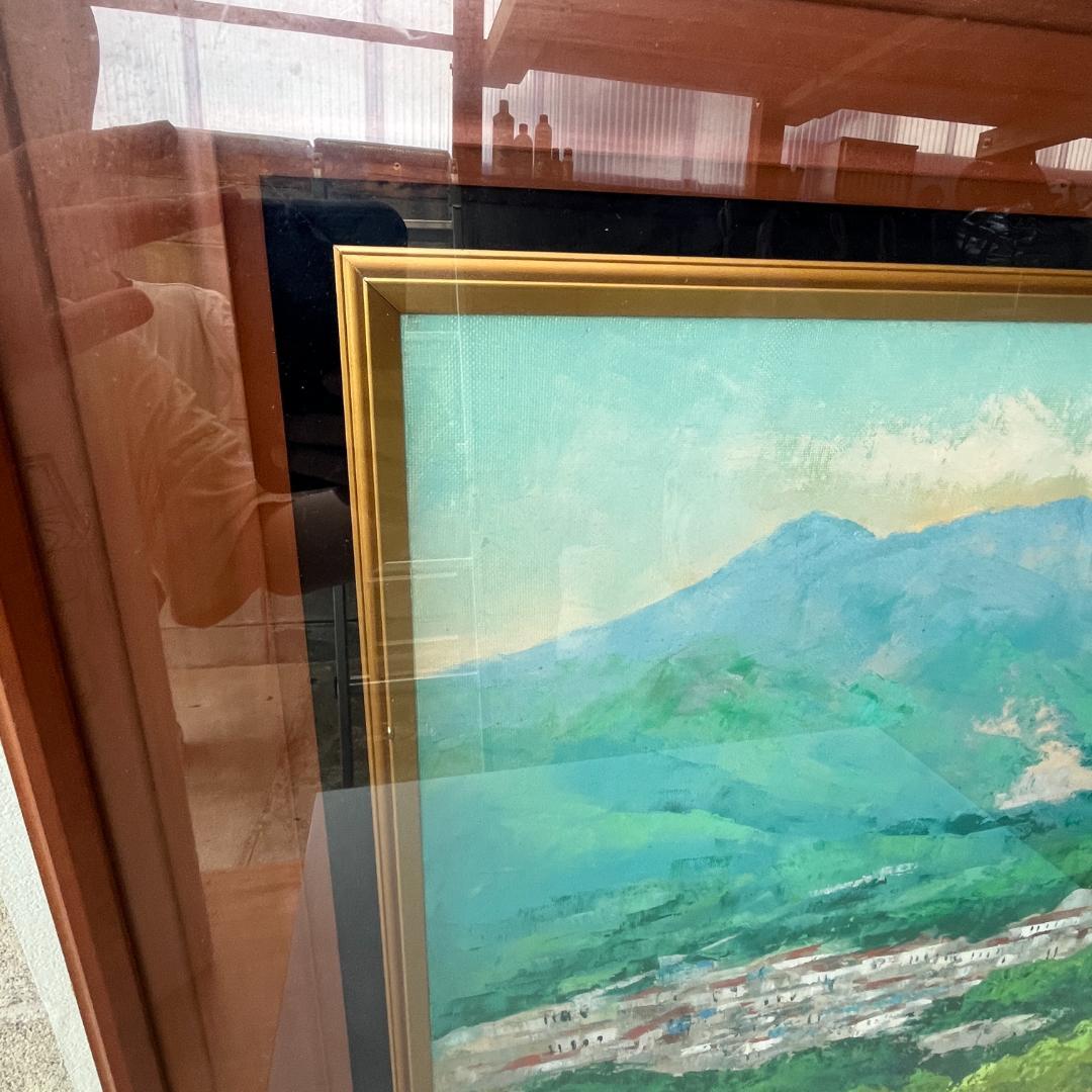 額縁付き　広瀬和之　F12　油彩画　雲仙