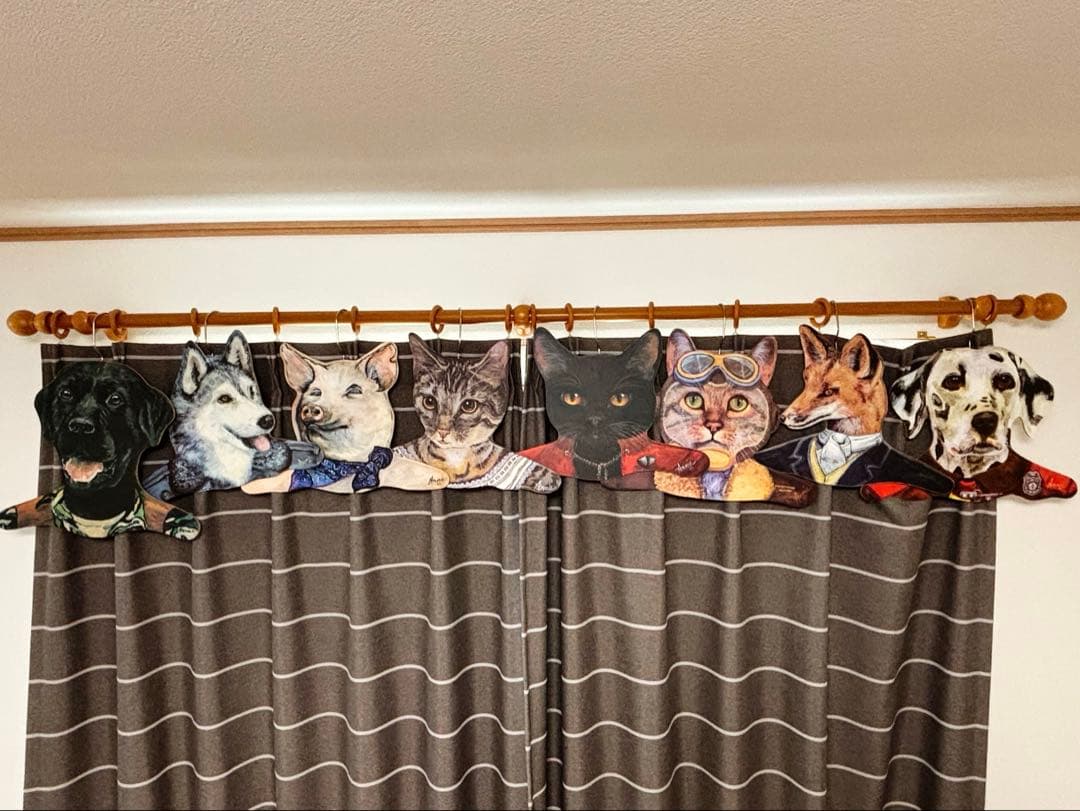 アン・ラインハート 動物 ハンガー アンティーク インテリア 木製 8本 セット