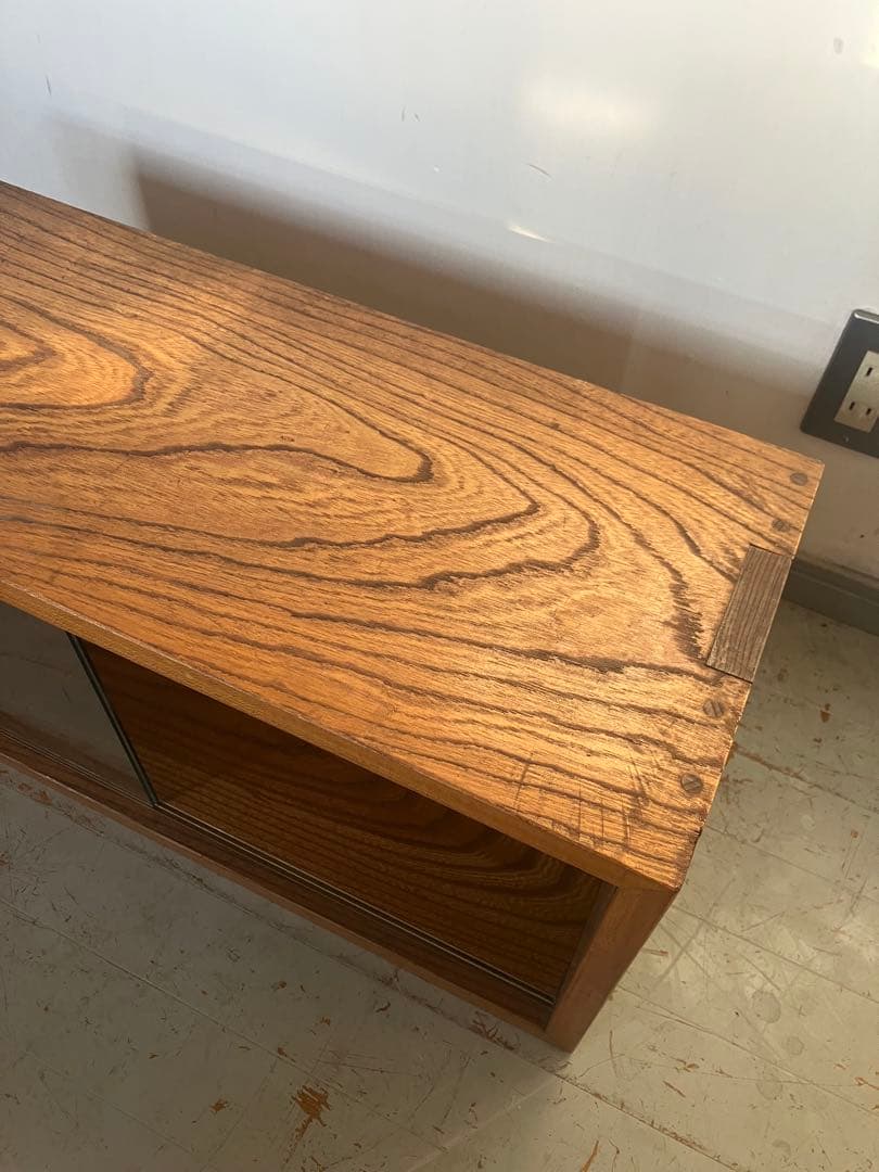 ジャパンヴィンテージ　ガラス棚　無垢材　古道具