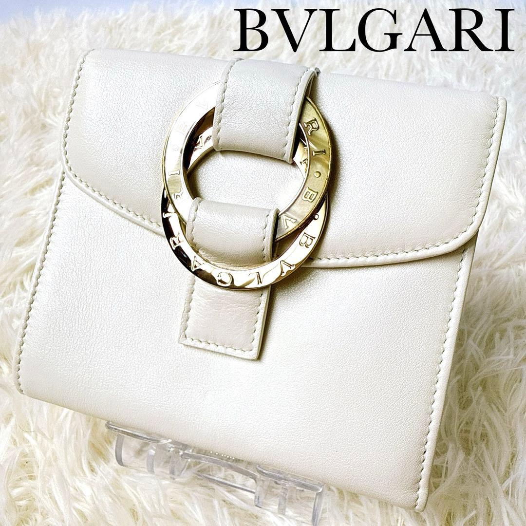 ブルガリ チャンドラ レザー 三つ折り 財布 ウォレット 小銭入れ 札入れ 白