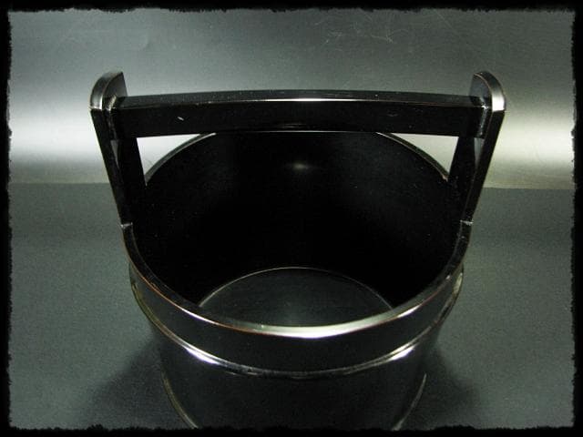 川瀬 表完 利休好 黒塗 真手桶 茶道具 f133