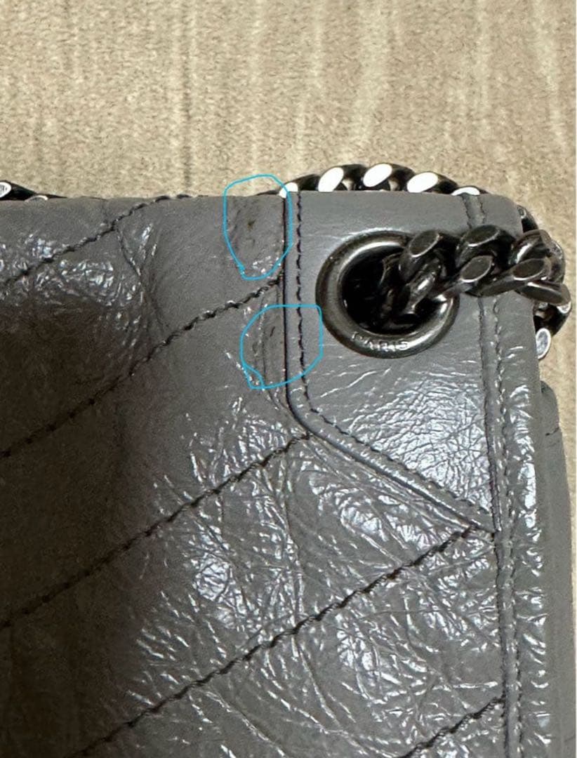 S*h様 サンローランニキ　ミディアム　スライドチェーンバッググレー