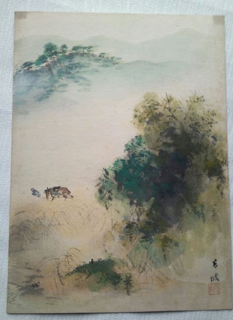 名古屋の画家浅見香城の風景画紙本日本画(まくり）全8枚売り、本物