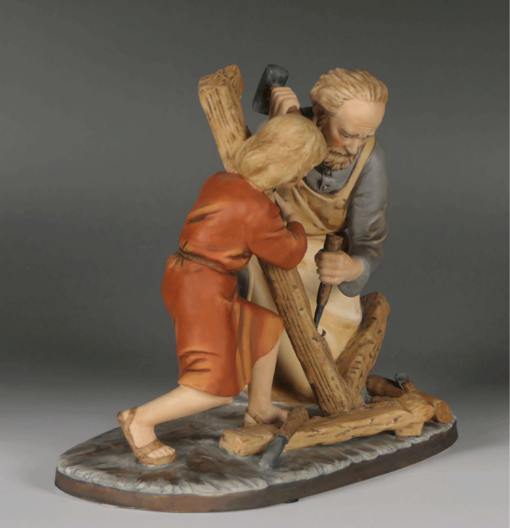 【聖父子 イエスとヨセフ 】 陶器 西洋彫刻 キリスト教美術