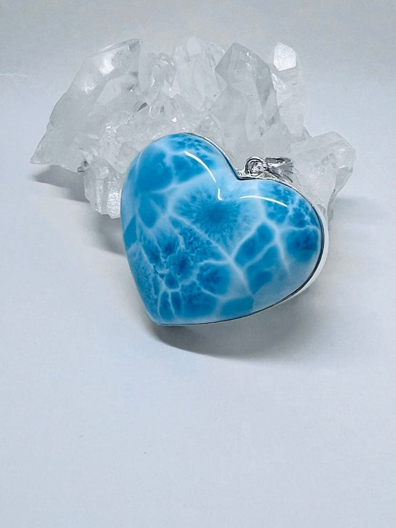 ま*あ様 高品質ラリマーハートペンダントトップシルバーアクセ天然石パワーストーン