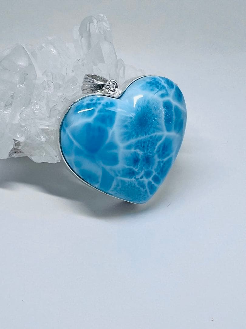 ま*あ様 高品質ラリマーハートペンダントトップシルバーアクセ天然石パワーストーン