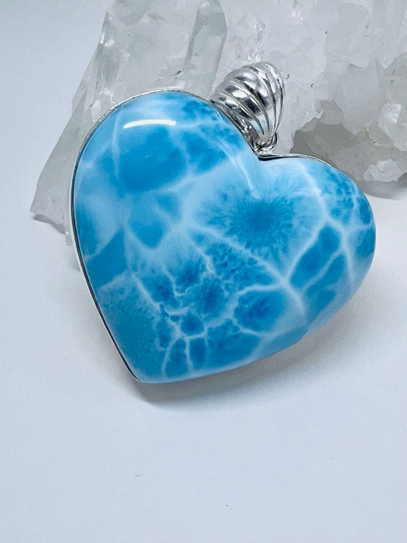 ま*あ様 高品質ラリマーハートペンダントトップシルバーアクセ天然石パワーストーン