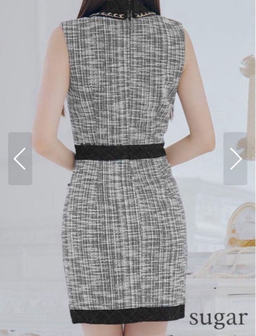 an sugar ツイードジップアップタイトドレス キャバドレス