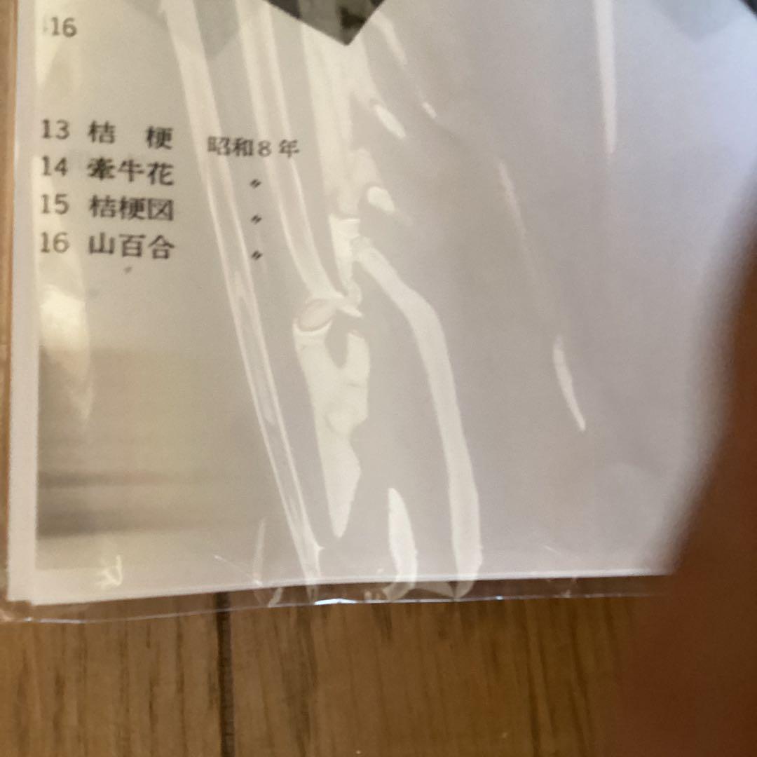 速水御舟　木版画掛軸　昭和8年作　【　桔梗　】　銀箔扇面　　掛軸一幅　493