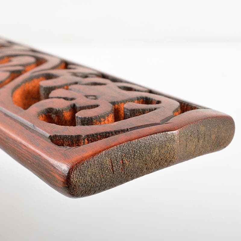 古民芸　古竹製　透かし彫唐草文　柄杓　アイヌ李朝　M　R5953