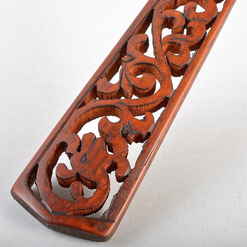 古民芸　古竹製　透かし彫唐草文　柄杓　アイヌ李朝　M　R5953