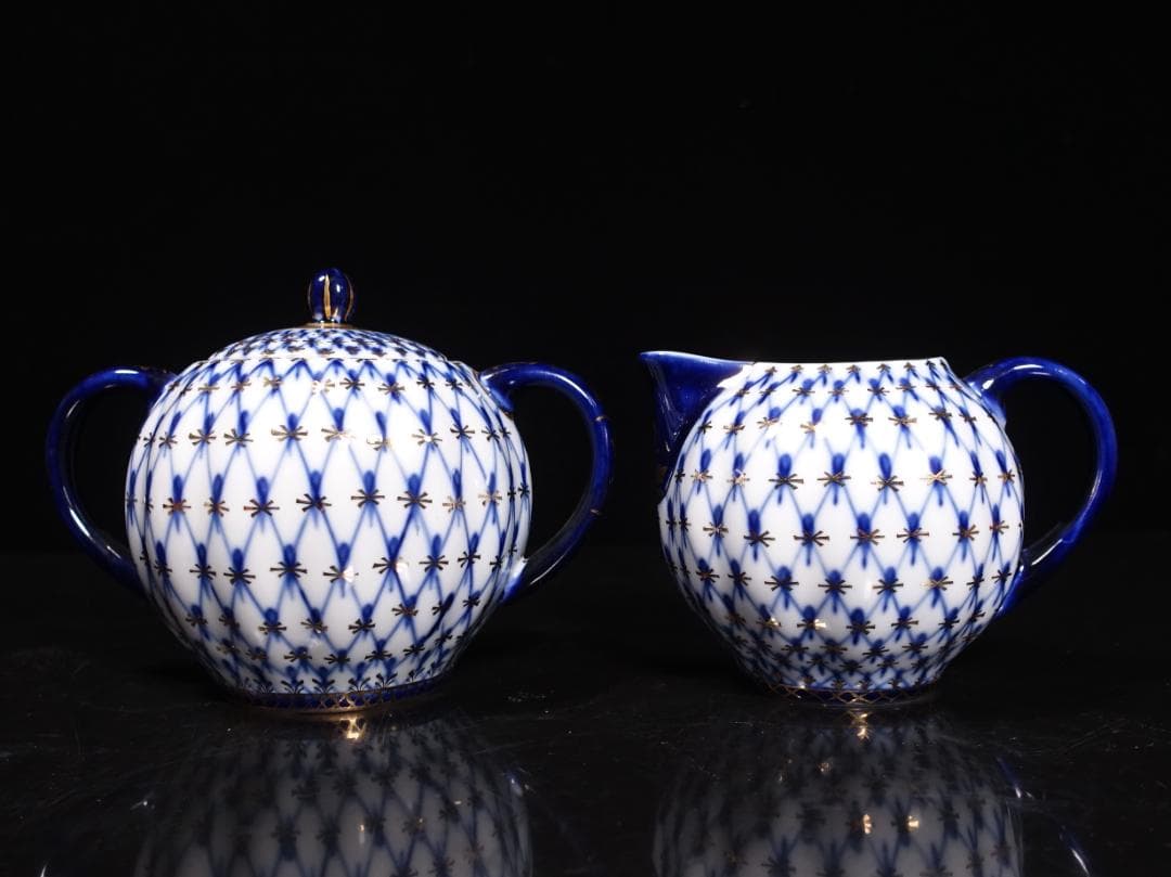 ロモノーソフ LOMONOSOV コバルトネット ポット クリーマー セット