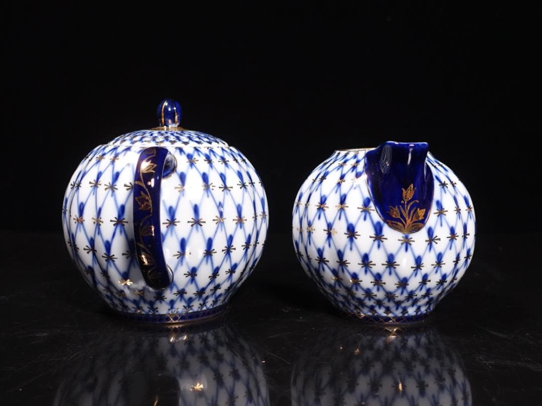 ロモノーソフ LOMONOSOV コバルトネット ポット クリーマー セット