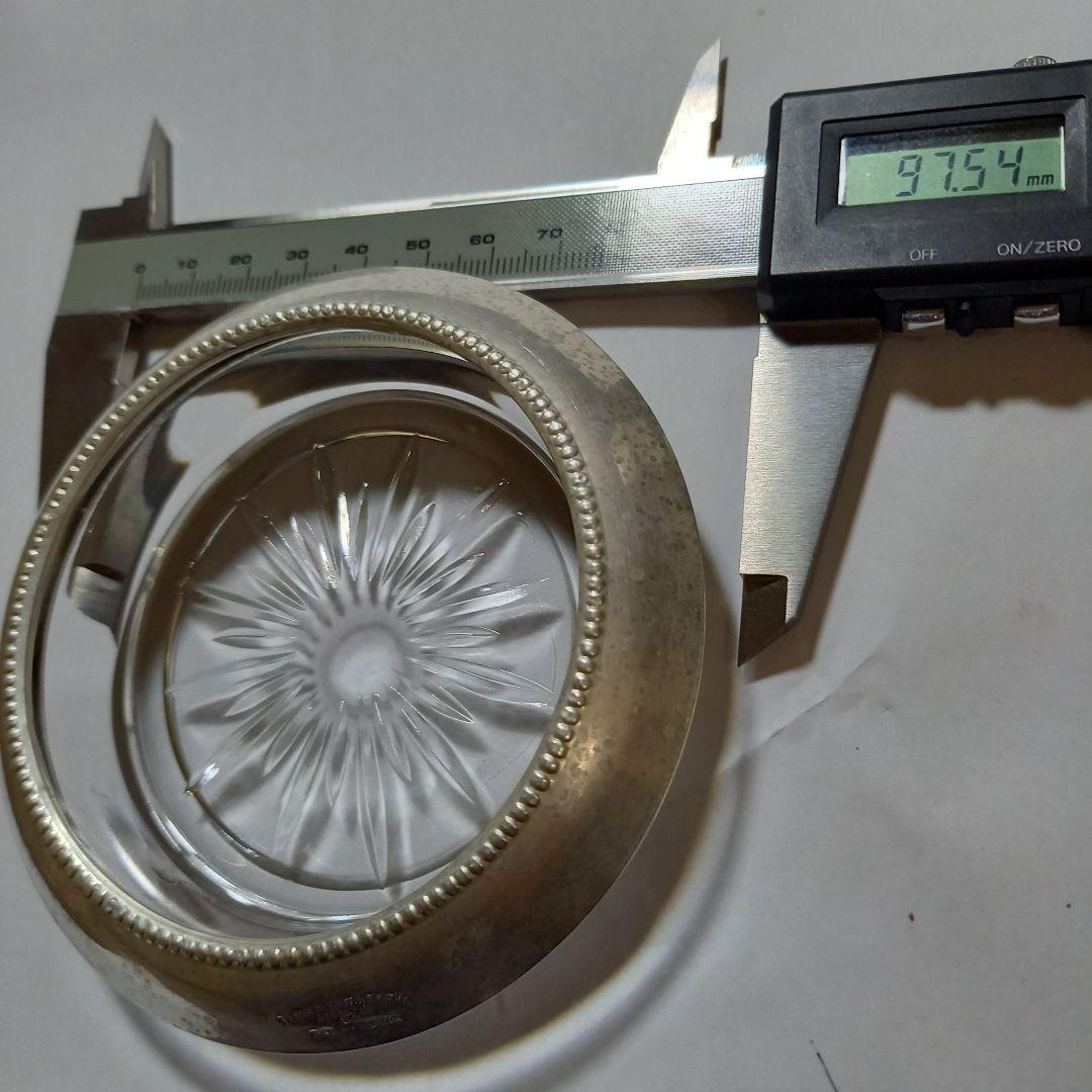 クリスタルガラス製工芸品 直径97.54mm　スターリングシルバー