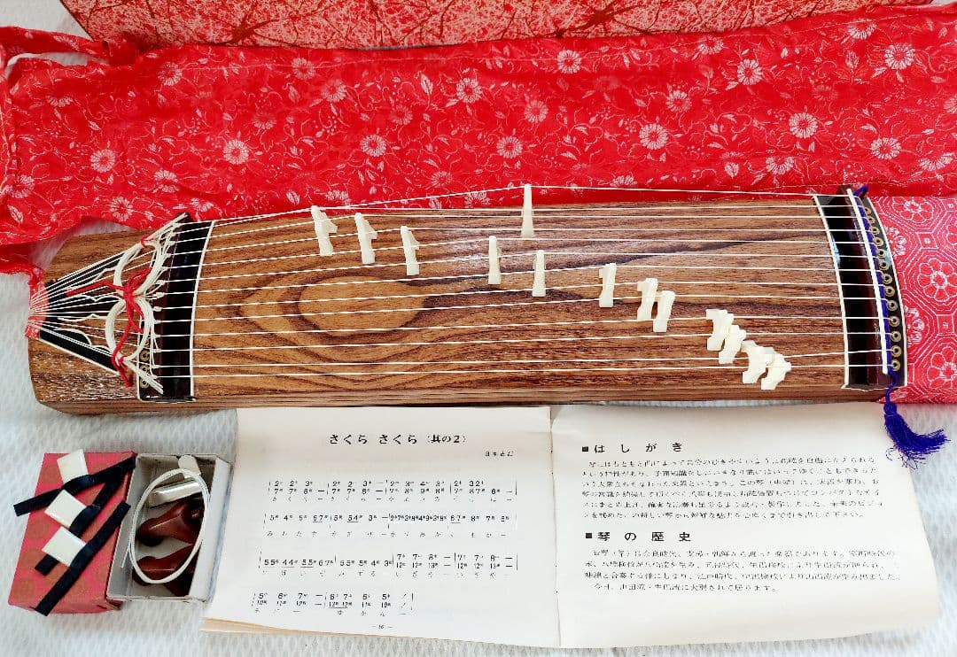 ミニ琴 新品文化箏 和楽器 琴 箏　60cm 爪セット13弦日本音楽著作権協会