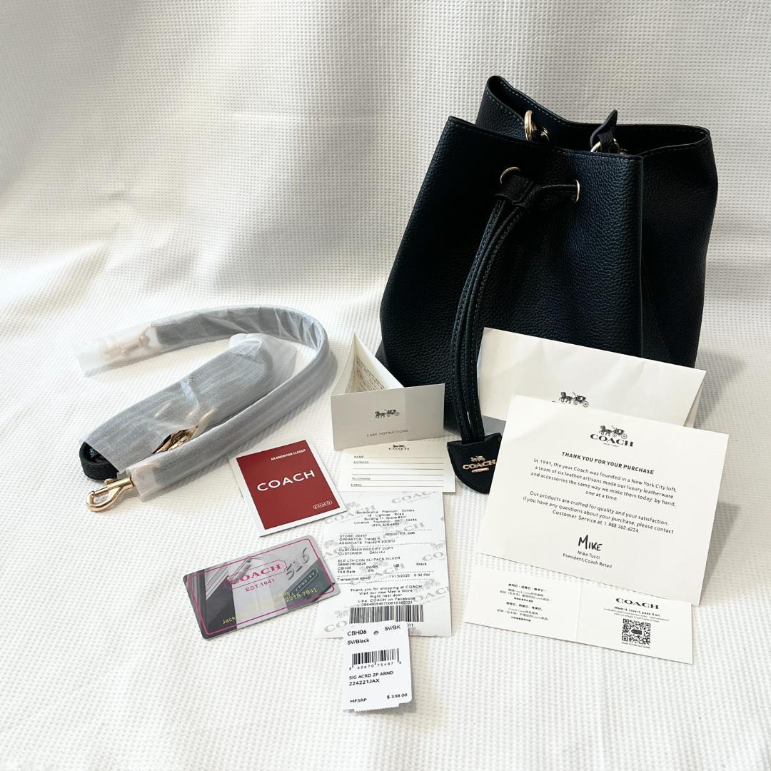 未使用 COACH コーチ ローアン バケット バッグ 黒 ブラック