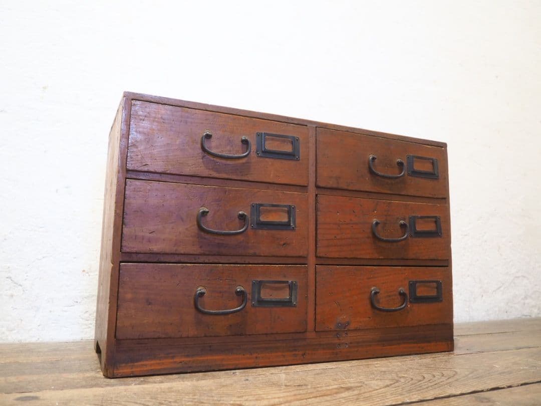 1263　アンティーク　引き出し6杯の収納棚　陳列台　ケース　チェスト　レトロ