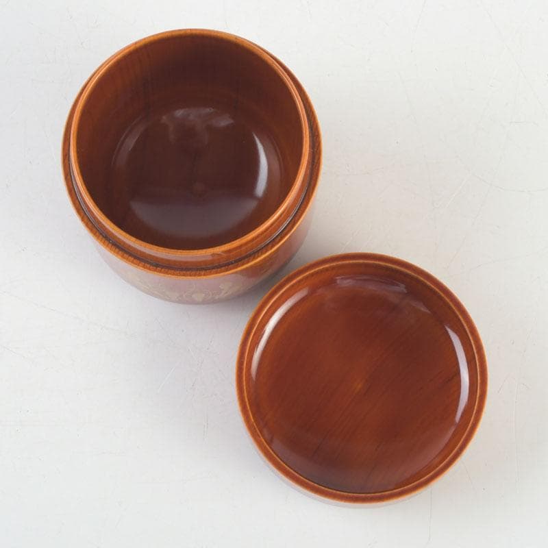 茶道具　蒔絵師　西條一斎作　春慶塗　春草蒔絵　棗　共箱　V　9301